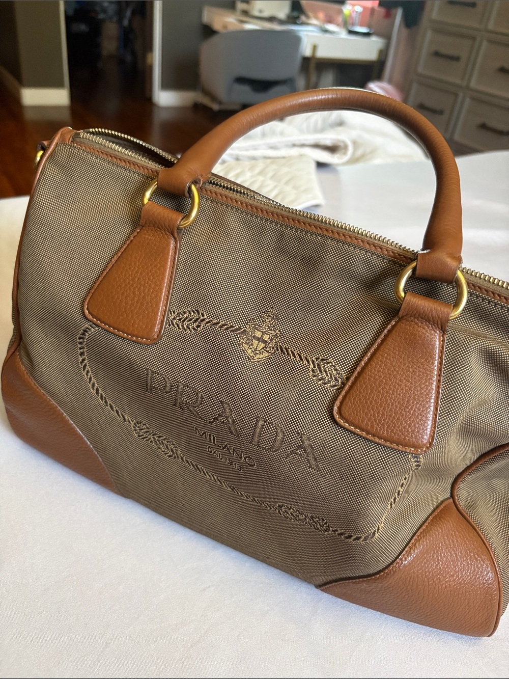 Prada handbag with Tan Leather Trim